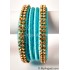 Turquoise Blue Colour Silk Thread Bangles-4 Set