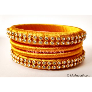 Golden Colour Silk Thread Bangles-4 Set