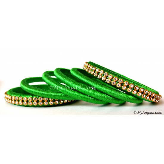 Lime Green Silk Thread Bangles-6 Set