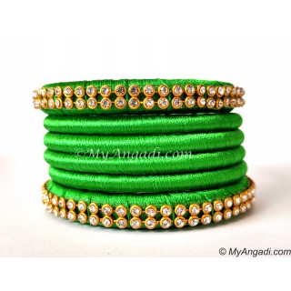 Lime Green Silk Thread Bangles-6 Set