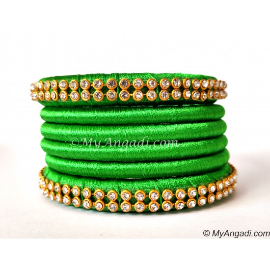 Lime Green Silk Thread Bangles-6 Set Lime Green Silk Thread Bangles-6 Set