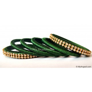 Dark Green Silk Thread Bangles-6 Set