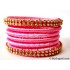 Rose Colour Silk Thread Bangles-6 Set