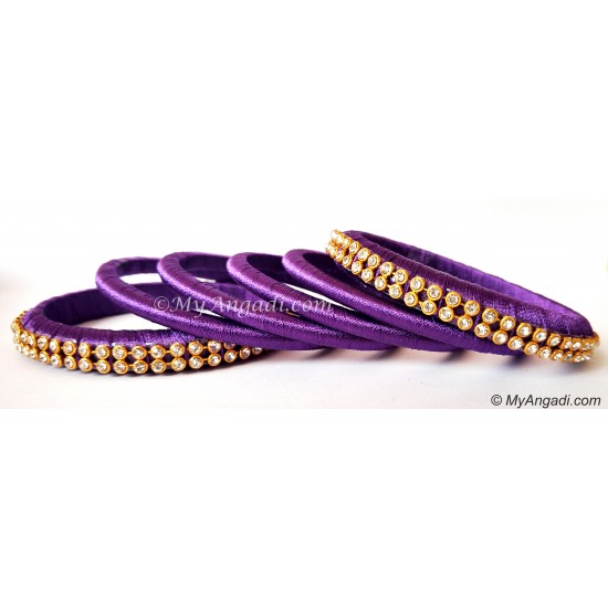 Violet Colour Silk Thread Bangles-6 Set