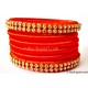Orange Colour Silk Thread Bangles-6 Set