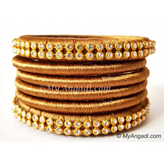 Kakki Colour Silk Thread Bangles-6 Set