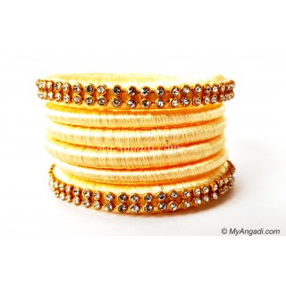 Ivory Colour Silk Thread Bangles-6 Set