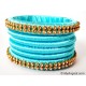 Turquoise Blue Colour Silk Thread Bangles-6 Set