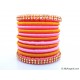 Rose Colour Silk Thread Bangles-11 Set