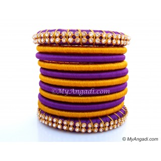 Violet Colour Silk Thread Bangles-11 Set