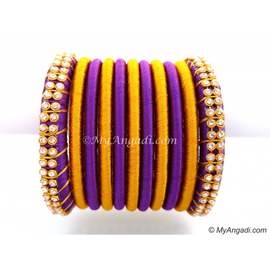 Violet Colour Silk Thread Bangles-11 Set