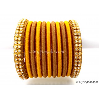 Kakki Colour Silk Thread Bangles-11 Set