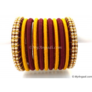 Maroon Colour Silk Thread Bangles-11 Set