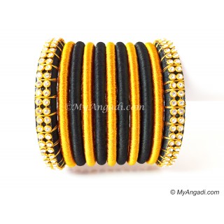 Black Colour Silk Thread Bangles-11 Set