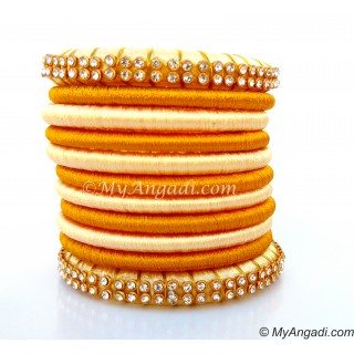 Ivory Colour Silk Thread Bangles-11 Set