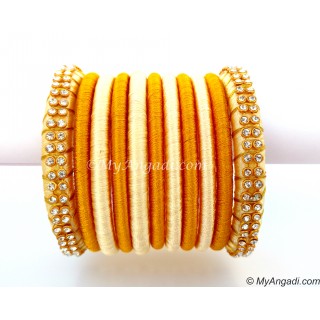 Ivory Colour Silk Thread Bangles-11 Set