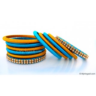 Blue Colour Silk Thread Bangles-11 Set