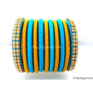 Blue Colour Silk Thread Bangles-11 Set