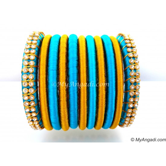 Blue Colour Silk Thread Bangles-11 Set Blue Colour Silk Thread Bangles-11 Set