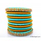 Turquoise Blue Colour Silk Thread Bangles-11 Set