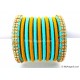 Turquoise Blue Colour Silk Thread Bangles-11 Set