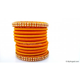 Golden Colour Silk Thread Bangles-11 Set