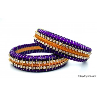 Violet Colour Silk Thread Bangles-Triple Set