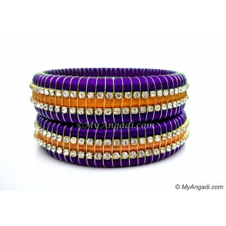 Violet Colour Silk Thread Bangles-Triple Set