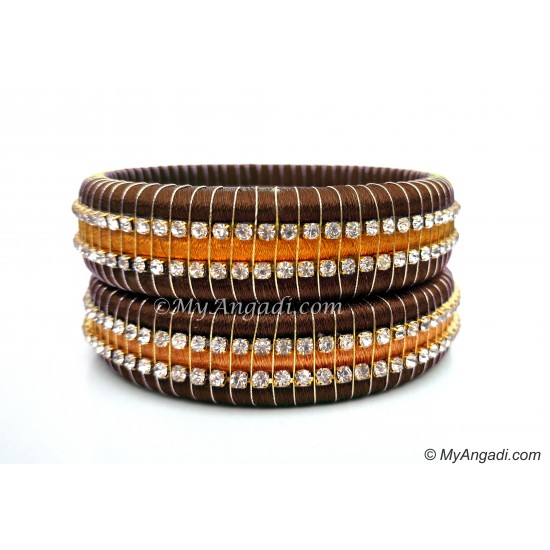 Kakki Colour Silk Thread Bangles-Triple Set Kakki Colour Silk Thread Bangles-Triple Set
