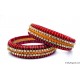 Red Colour Silk Thread Bangles-Triple Set