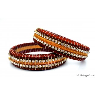 Maroon Colour Silk Thread Bangles-Triple Set