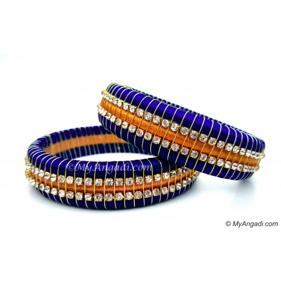 Royal Blue Colour Silk Thread Bangles-Triple Set Royal Blue Colour Silk Thread Bangles-Triple Set