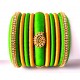 Lime Green Grand Wedding Silk Thread Bangle Set with Jhumka Earrings