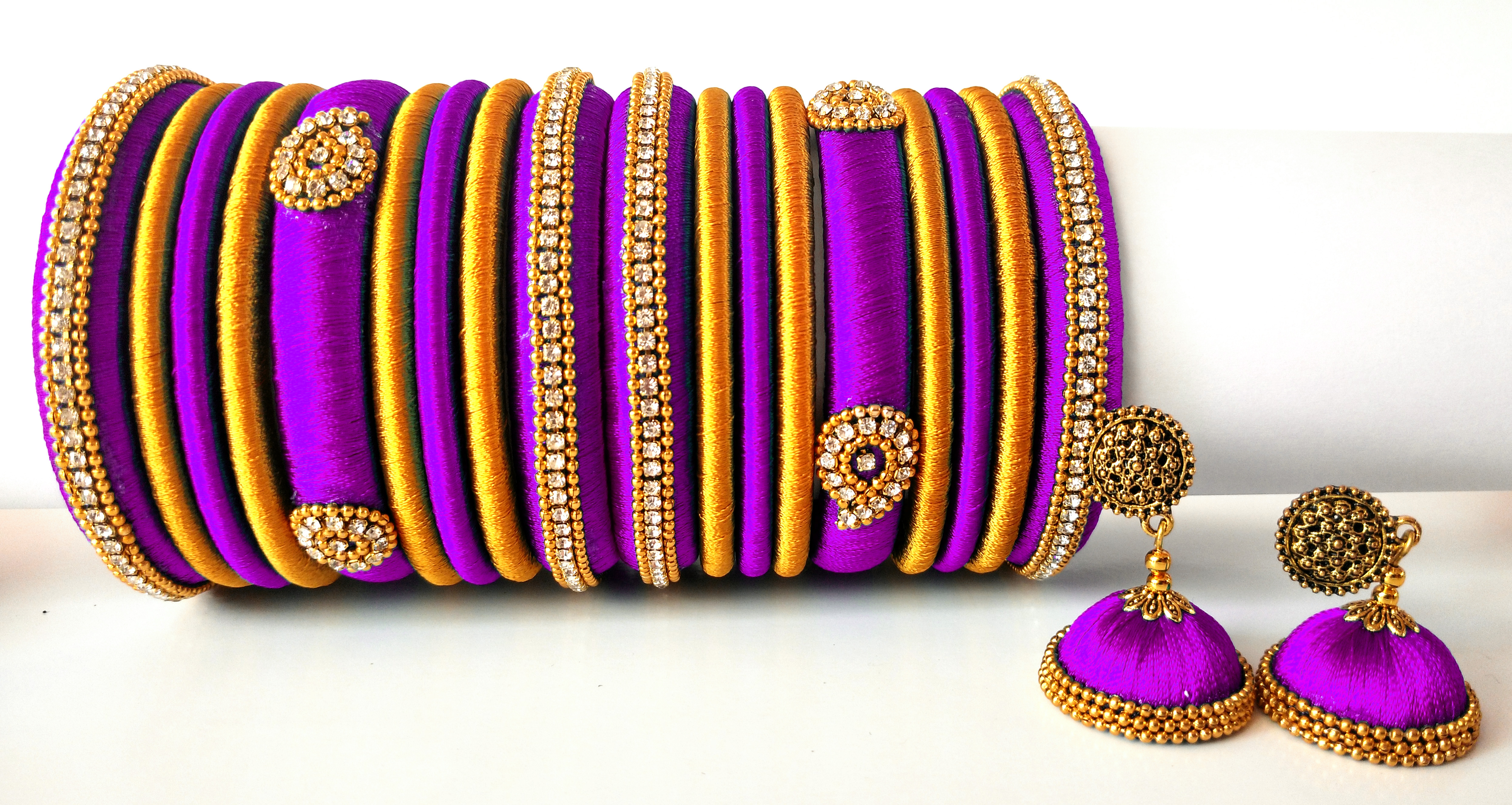 Silk thread bangles shop and earrings