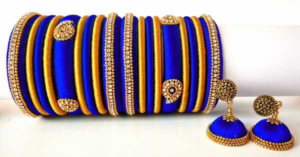 Royal blue jhumka earrings sale