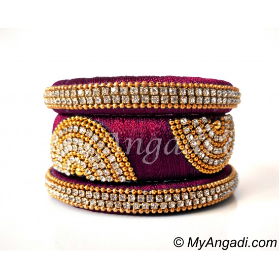 Magenta Grand Kada Bridal Silk Thread Bangle Set