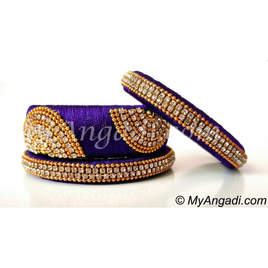 Violet Grand Kada Bridal Silk Thread Bangle Set