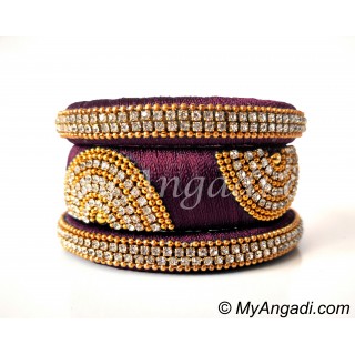 Maroon Grand Kada Bridal Silk Thread Bangle Set