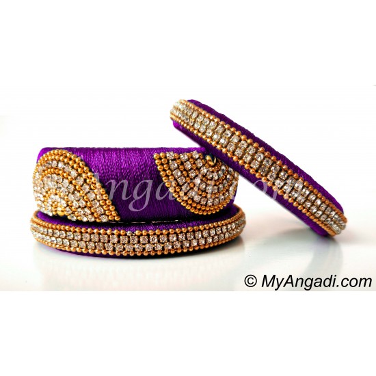 Purple Grand Kada Bridal Silk Thread Bangle Set