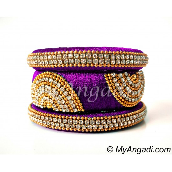 Purple Grand Kada Bridal Silk Thread Bangle Set