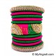 Green - Pink Colour Grand Kada Bridal Silk Thread Bangle Set Green - Pink Colour Grand Kada Bridal Silk Thread Bangle Set