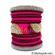 Magenta  - Pink Colour Grand Kada Bridal Silk Thread Bangle Set
