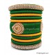 Dark Green with Gold Combination Grand Kada Bridal Silk Thread Bangle Set