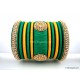 Green with Gold Combination Grand Kada Bridal Silk Thread Bangle Set