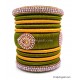 Olive Green with Gold Combination Grand Kada Bridal Silk Thread Bangle Set