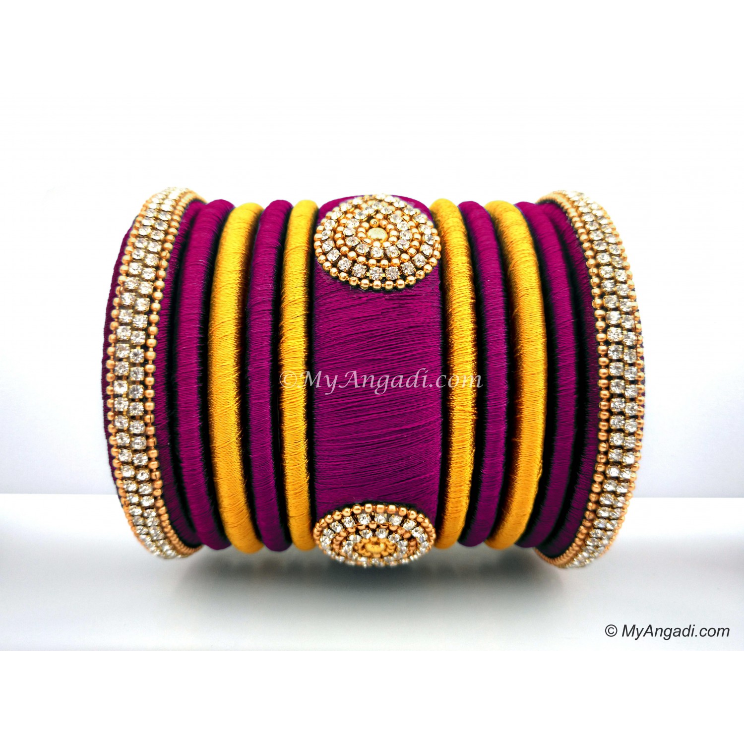 Royal Blue Grand Wedding Silk Thread Bangle Set with Jhumka Ear rings