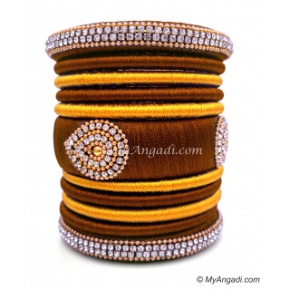 Kakki with Gold Combination Grand Kada Bridal Silk Thread Bangle Set