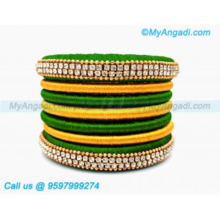 Green Colour Silk Thread Bangles