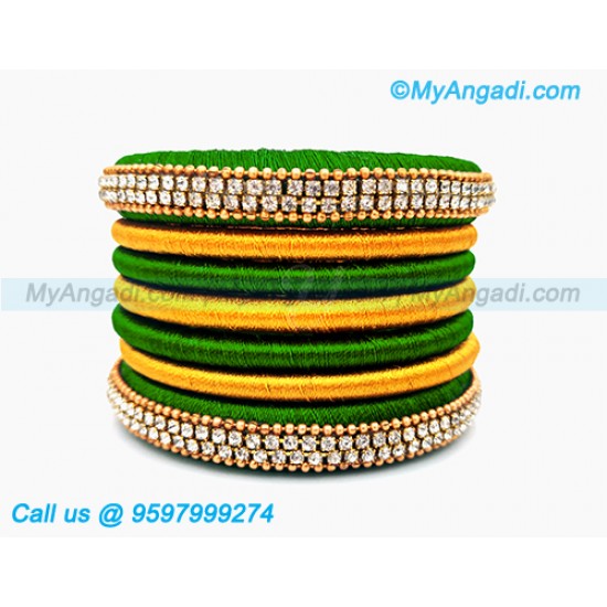 Green Colour Silk Thread Bangles