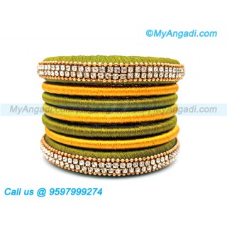 Olive Green Colour Silk Thread Bangles